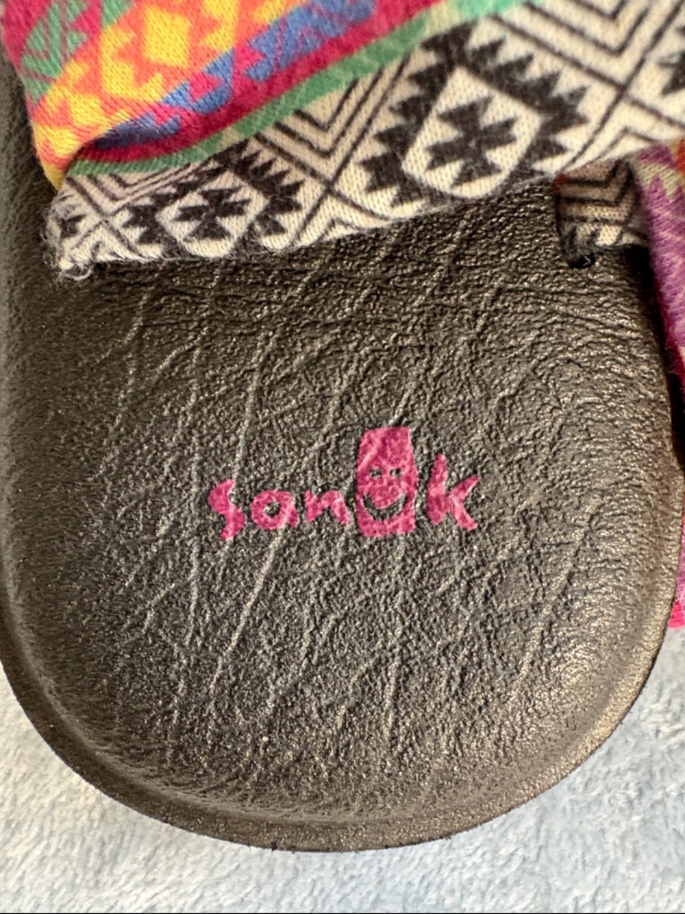 Sanuk Women's Black Yoga Sling 2 Sandals with Aztec Print Fabric Straps - Picture 2 of 6